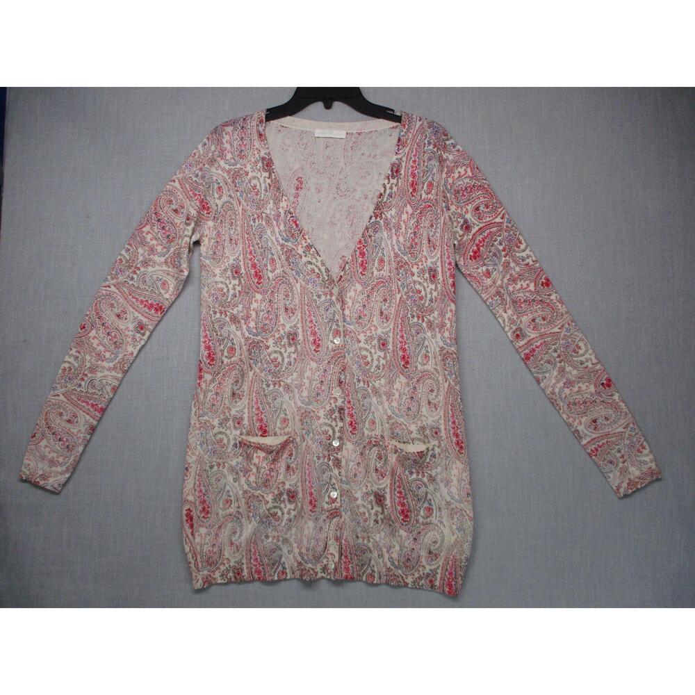 SCERVINO Street Pink/Beige Silk/Cashmere Elegant VNeck Cardigan Size I 10